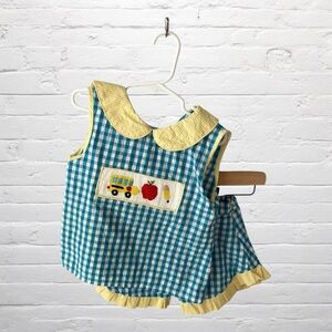 Busy Bee Smocks // Blue Gingham Back to School Set with Smocked Details